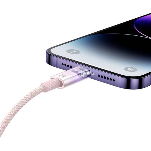 Кабель з контролем температури Baseus Explorer Series USB-A to Lightning Pink для iPhone 2.4A 2 метра (CATS010104)