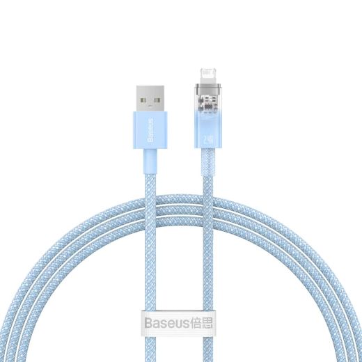 Кабель с контролем температуры Baseus Explorer Series USB-A to Lightning Blue для iPhone 2.4A 1 метр (CATS010003)