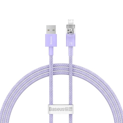 Кабель з контролем температури Baseus Explorer Series USB-A to Lightning Purple для iPhone 2.4A 1 метр (CATS010005)