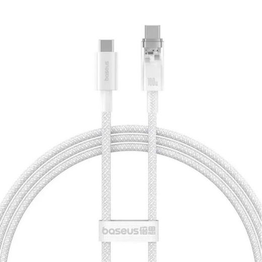 Кабель Baseus Explorer Smart Temperature Control Type-C to Type-C 100W 1 метр White (P10319703221-00)
