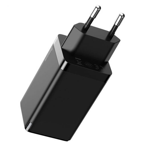 Быстрое сетевое зарядное устройство Baseus GaN2 Pro Quick Charger 2 Type-C+USB-A Black 65W (CCGAN-B01)