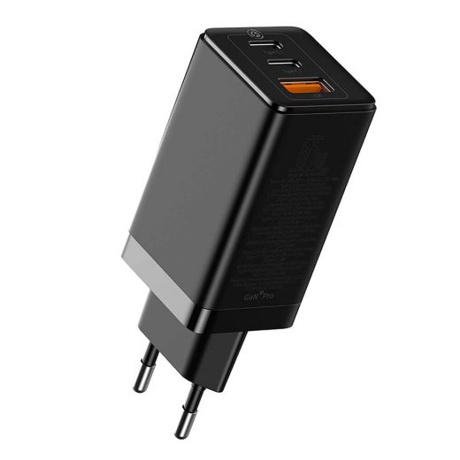 Быстрое сетевое зарядное устройство Baseus GaN2 Pro Quick Charger 2 Type-C+USB-A Black 65W (CCGAN-B01)