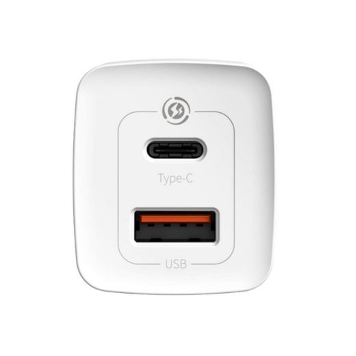 Сетевое зарядное устройство Baseus GaN2 Lite Quick Charger 65W (1 Type-C + 1 USB) White (CCGAN2L-B02)