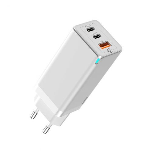Быстрое сетевое зарядное устройство Baseus GaN2 Pro Quick Charger 2 Type-C+USB-A White 65W (CCGAN-B02)