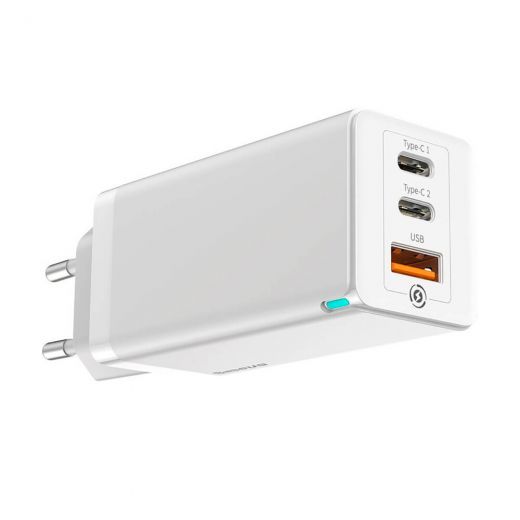 Быстрое сетевое зарядное устройство Baseus GaN2 Pro Quick Charger 2 Type-C+USB-A White 65W (CCGAN-B02)