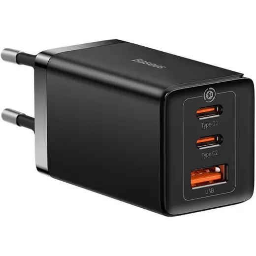 Быстрая зарядка Baseus GaN5 Pro Fast Charger 2C+U 65W Black with Cable  Type-C to Type-C (CCGP120201)
