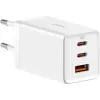 Швидка зарядка Baseus GaN5 Pro Fast Charger 2C+U 65W White with Cable  Type-C to Type-C (CCGP120202)