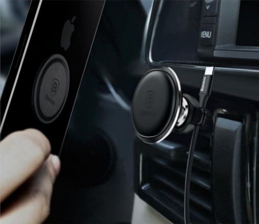 Держатель Baseus Magnetic Air Vent Car Mount Holder with cable clip Black (SUGX-A01)