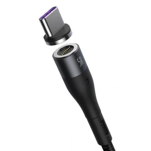 Магнітний кабель Baseus Zinc Magnetic Safe Fast Charging USB to Type-C 5A 1m Grey/Black (CATXC-NG1)