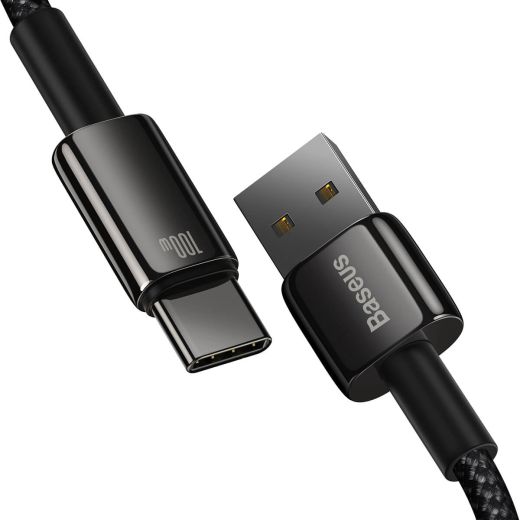 Кабель Baseus Tungsten Gold USB-A to Type-C 100W Black 1 метр (CAWJ000001)