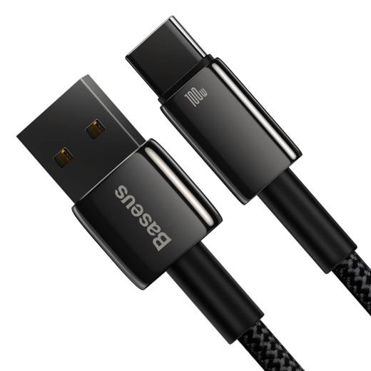 Кабель Baseus Tungsten Gold USB-A to Type-C 100W Black 1 метр (CAWJ000001)