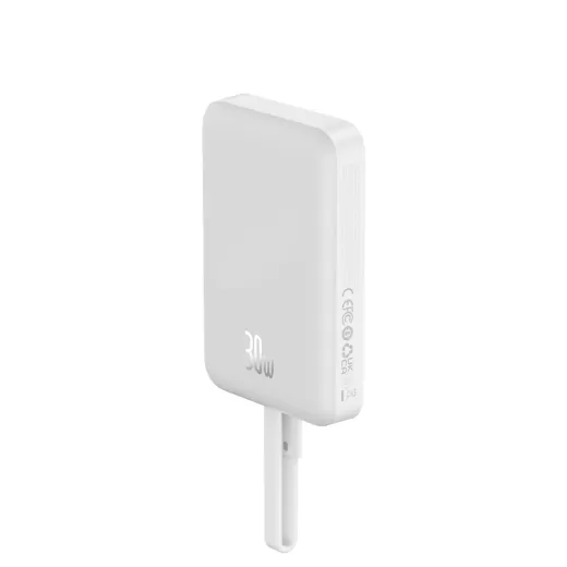 Повербанк з кабелем USB-C Baseus Magnetic Power Bank 30W 10000mAh With Built-in USB-C Cable White (P1002210B223-00)