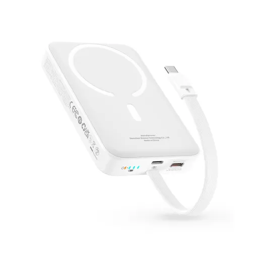 Повербанк с кабелем USB-C Baseus Magnetic Power Bank 30W 10000mAh With Built-in USB-C Cable White (P1002210B223-00)