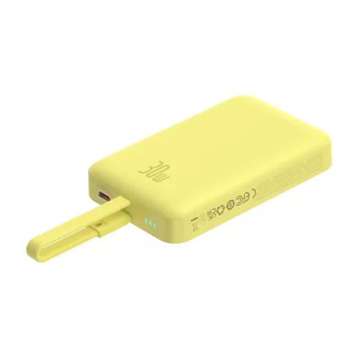 Повербанк с кабелем USB-C Baseus Magnetic Power Bank 30W 10000mAh With Built-in USB-C Cable Yellow (P1002210BY23-00)