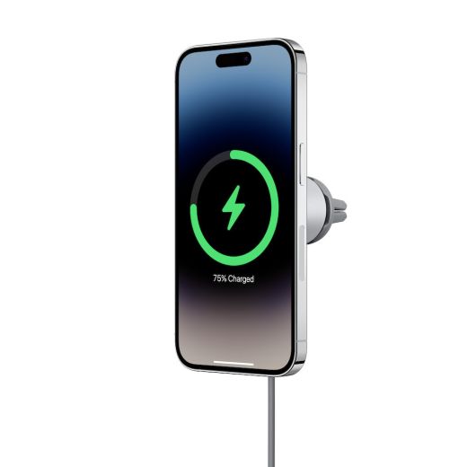 Тримач з бездротовою зарядкою Belkin BoostCharge™ Pro ​Wireless Car Charger with MagSafe 15W Extra Strong Magnetic Vent Mount (WIC008btGR) для iPhone 13 | 14 | 15
