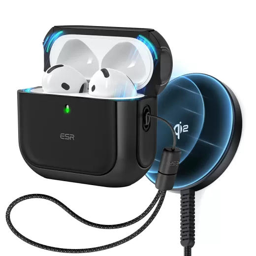 Чохол ESR Orbit Hybrid Snap-and-Charge Bundle Black для AirPods 4 (2024)
