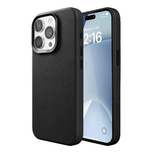 Чехол с экологической кожи Woodcessories Bio Organic Leather Case Black для iPhone 15 Pro