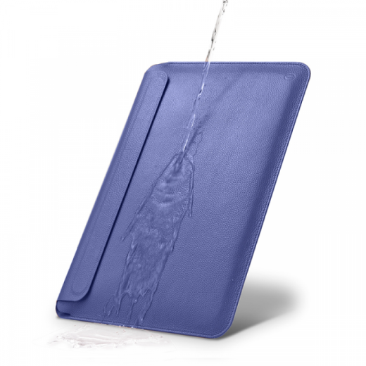 Чехол из натуральной кожи WIWU Skin Pro Geniunie Leather Sleeve Series Blue для MacBook Pro 16" (2021 | 2022 | 2023  M1 | M2 | M3) | Air 15" M2 | M3 (2023 | 2024)