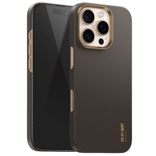 Карбоновий чохол Blueo Plain Weave Air Aramid Fiber (600D) Case with MagSafe Max Gold для iPhone 16 Pro Max (BL048-I16PMGLD)