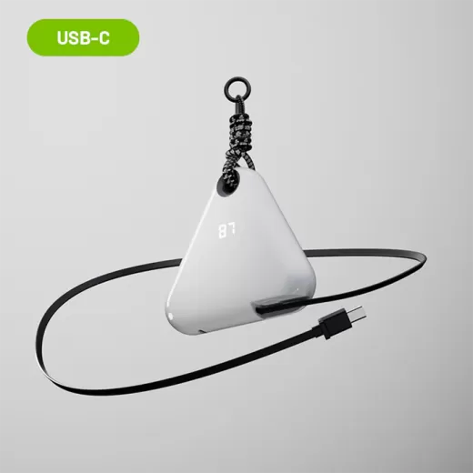 Повербанк MChaos Wearable Power Bank with Carabiner and Retractable Cable USB-C Pearl White