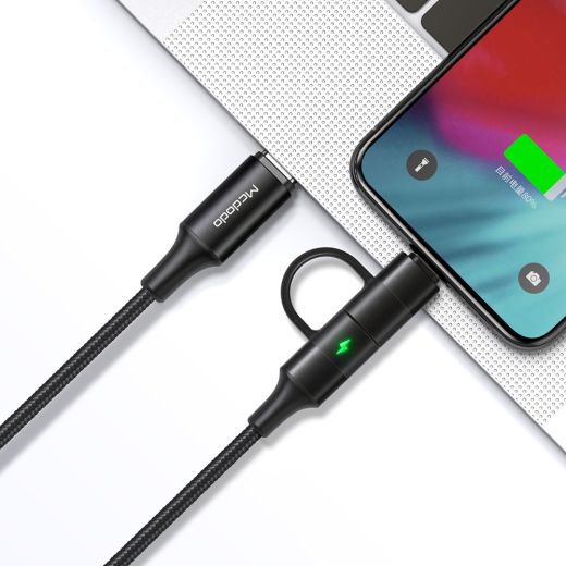 Кабель Mcdodo USB-C To Lightning And USB-C 2 in 1 PD Cable Black (CA-712)