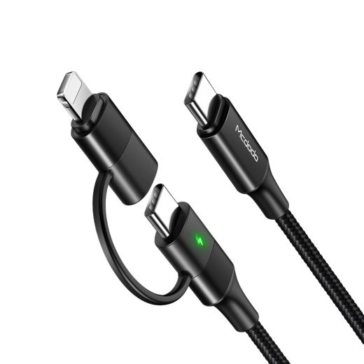 Кабель Mcdodo USB-C To Lightning And USB-C 2 in 1 PD Cable Black (CA-712)