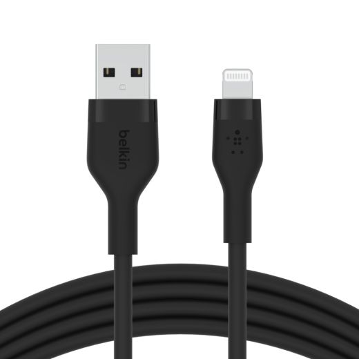Силиконовый кабель Belkin Flex USB-A - Lightning Black 1m (CAA008bt1MBK)