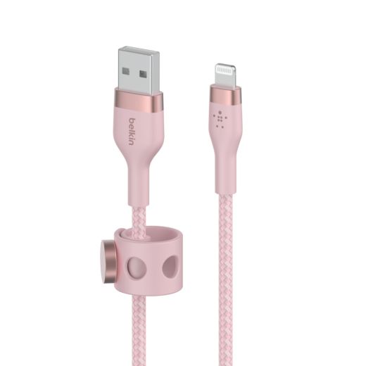 Силиконовый кабель Belkin PRO Flex USB-A - Lightning Pink 1m (CAA010BT1MPK)