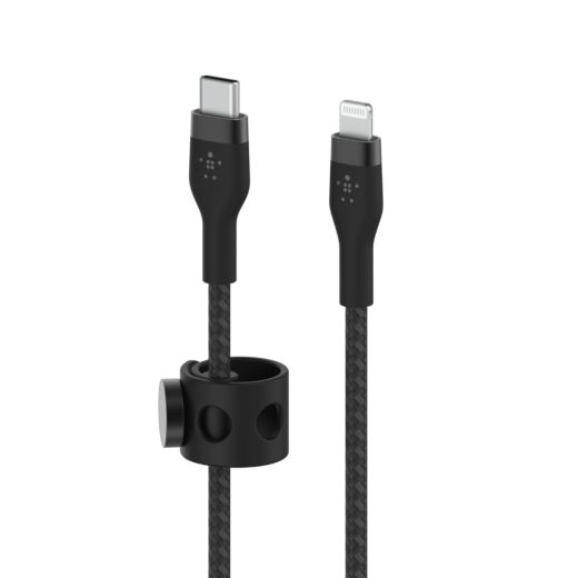 Силиконовый кабель Belkin PRO Flex USB-C - Lightning Black 1m (CAA011BT1MBK)