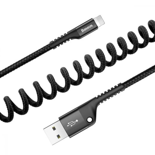 Кабель-пружина Baseus Fish Eye Spring Data USB to Lightning 2A 1m Black (CALSR-01)
