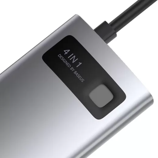 Адаптер Baseus Metal Gleam Series 4 в 1 Multifunctional Type-C HUB Docking Station Type-C to HDMI | USB3.0 | USB2.0 | PD Space Gray (CAHUB-CY0G)