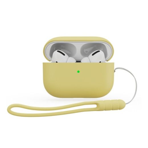 Чехол с ремешком CasePro Silicon Yellow для AirPods Pro 2 (2022)