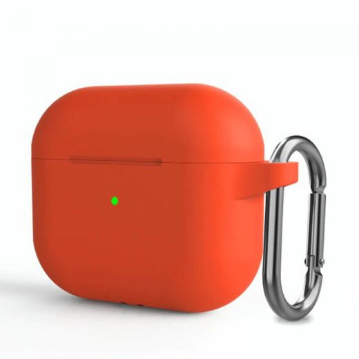 Силиконовый чехол с карабином CasePro Protective Silicone Case Orange для AirPods 3