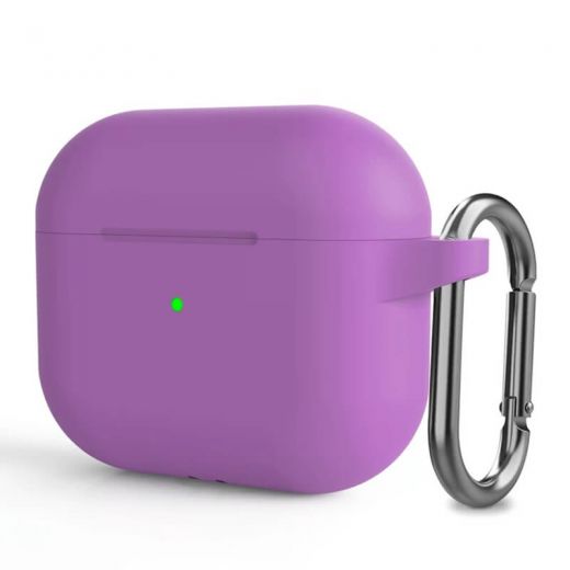 Силіконовий чохол з карабіном CasePro Protective Silicone Case Purple для AirPods 3