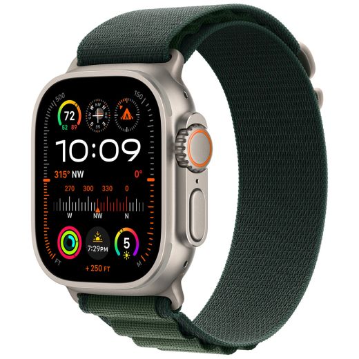 Ремінець CasePro Alpine Loop Dark Green Natural Titanium Finish для Apple Watch 49мм | 46мм | 45мм | 44мм