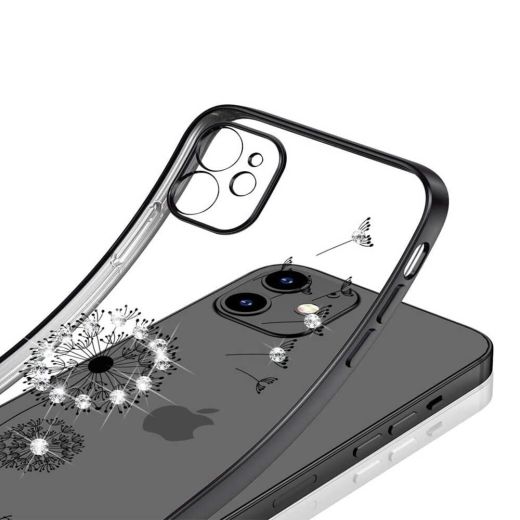 Чохол CasePro Glitter Plating Floral Case Black для iPhone 13 Pro
