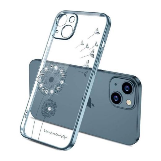 Чехол CasePro Glitter Plating Floral Case Blue для iPhone 13 mini
