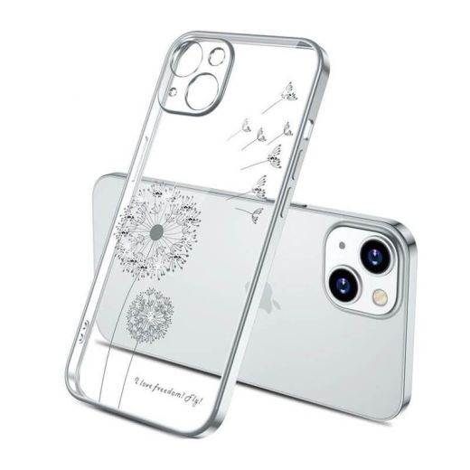 Чехол CasePro Glitter Plating Floral Case Silver для iPhone 13
