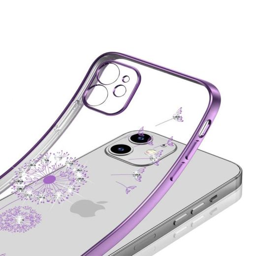 Чехол CasePro Glitter Plating Floral Case Purple для iPhone 13 Pro