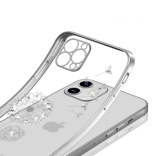 Чохол CasePro Glitter Plating Floral Case Silver для iPhone 13 Pro