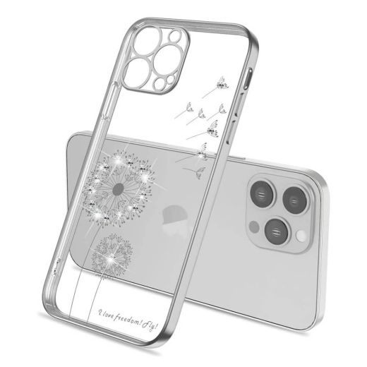 Чехол CasePro Glitter Plating Floral Case Silver для iPhone 13 Pro