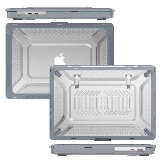 Противоударный чехол с подставкой CasePro Hard Shell Case Grey для MacBook Air 15" M2 | M3 (2023 | 2024)
