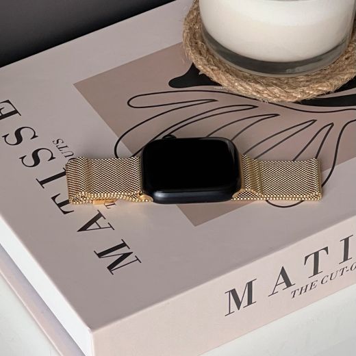 Металлический ремешок CasePro Milanese Loop Gold для Apple Watch 45mm | 44mm | 42mm