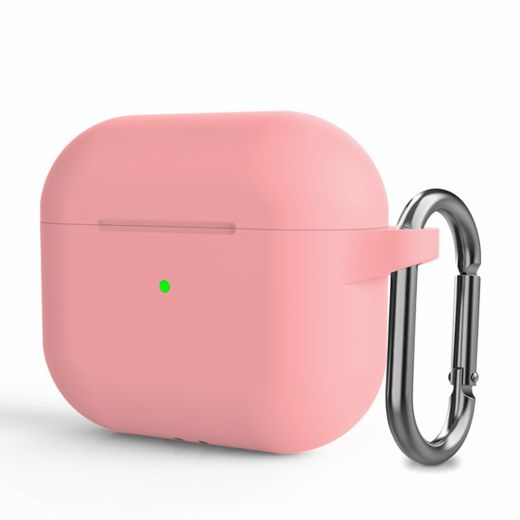 Силиконовый чехол с карабином CasePro Protective Silicone Case Candy Pink для AirPods 3