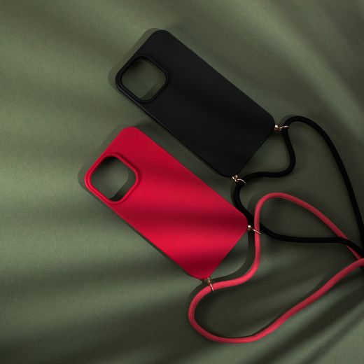 Силиконовый чехол с ремешком CasePro Silicon Red для iPhone 13 Pro