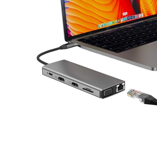 Адаптер CasePro Type-C to HDTV 12 в 1 для Macbook Pro