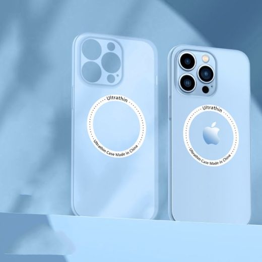 Ультратонкий чехол CasePro Ultra Thin MagSafe с защитой камеры Blue для iPhone 13