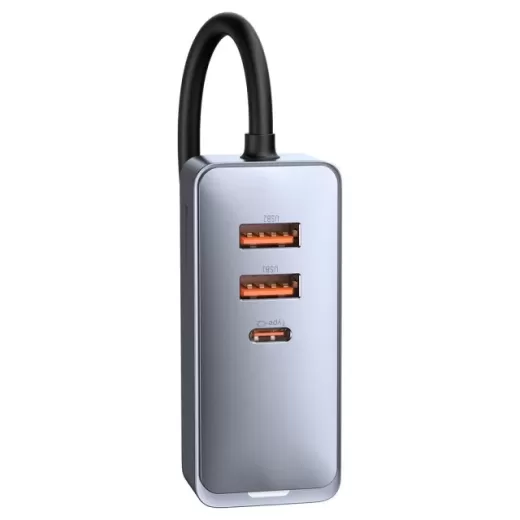 Автомобільний зарядний пристрій Baseus Share Together PPS multi-port Fast charging with extension cord 120W 2U+2C Gray (CCBT-A0G)