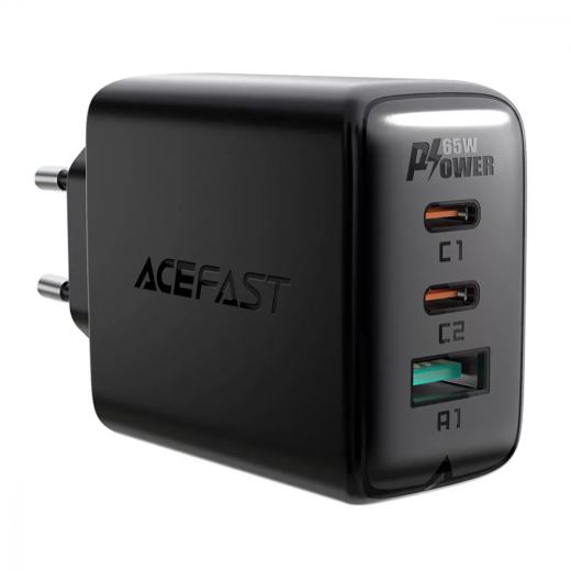 Сетевое зарядное устройство Acefast A13 PD 65W (2 Type-C + USB) Black