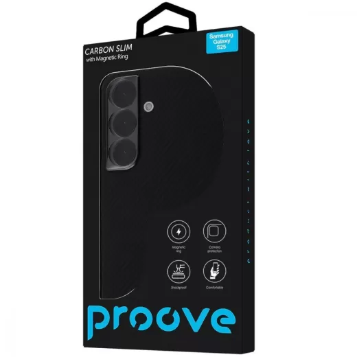 Чехол Proove Carbon Slim with Magnetic Ring Black для Samsung Galaxy S25
